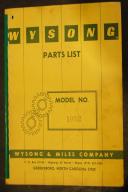 Wysong 1052 Power Shear Parts List Vintage 1977